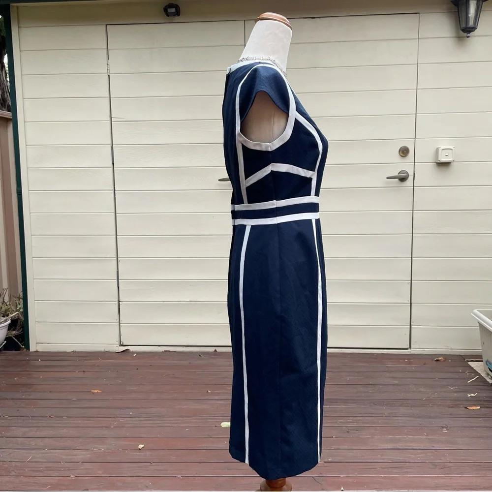 Dorothey Perkins navy blue white strips office dress - Picture 4 of 6